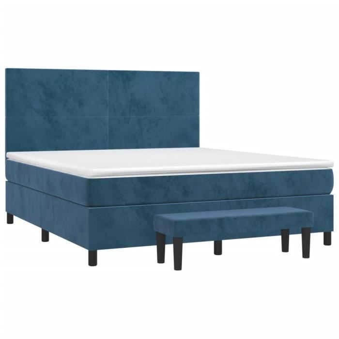 3137741 vidaXL Divan Bed and Mattress Dark Blue 180x200cm Velvet
