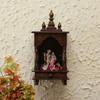 Antique Finish Wood Mandir: Embossed Wall Shrine, Puja Ghar