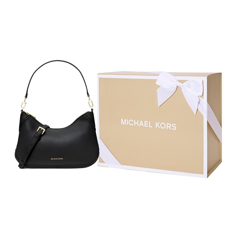 Michael Kors MK Jet Set Кожаная сумка через плечо на молнии Средняя Женская сумка через плечо Черный 32S6GJ6W8L-BLACK