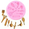 Hairdressing Tool Makeup Mirror Comb Hair Dryer Silicone MoldSugar Chocolate Cake Decoration Tool Candy Gumpaste Moulds