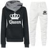 2024 Весна и Осень Женский Комплект Из Двух Частей Толстовка С Капюшоном QUEEN Печатный Спортивный Комплект Толстовка С Капюшоном Для Бега Спортивные Штаны