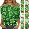 Women's Round Neck 3/4 Sleeve St. Patrick's Day Print Top
