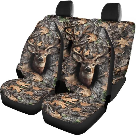 Чехлы на автомобильные сиденья с принтом коричневой коровы, 4 шт., Чехлы на передние и заднее сиденья автомобиля, Универсальные эластичные подушки на сиденья автомобиля, Защита салона автомобиля