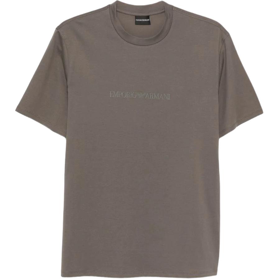 Emporio Armani Мужская футболка с коротким рукавом и круглым вырезом из хлопка с деталью логотипа SS26 tops EM004583-AF13669-M8361