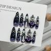Накладные ногти миндалевидной формы, искусственные ногти с французским кончиком и 3D-дизайном, глянцевые, с полным покрытием, акриловые, на клеевой основе, искусственные наклейки для женщин