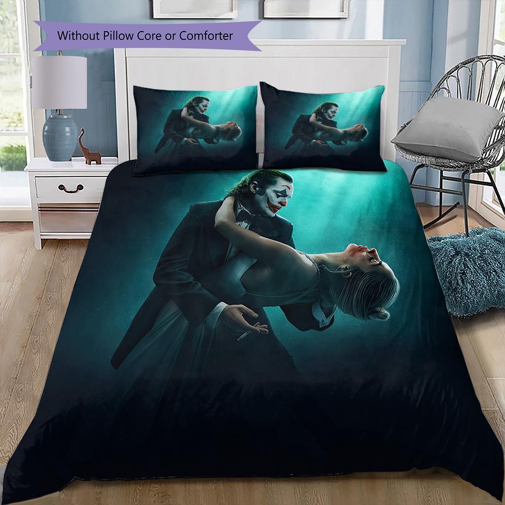 The Joker and Harley Quinn Bedding Set, 1 Duvet Cover & 2 Pillowcases, Suitable for Home, Ideal Gift for Fans