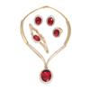 Rhinestone Crystal Big Gem Necklace Earrings Ring Bracelet Four-Piece Women'S Accessories