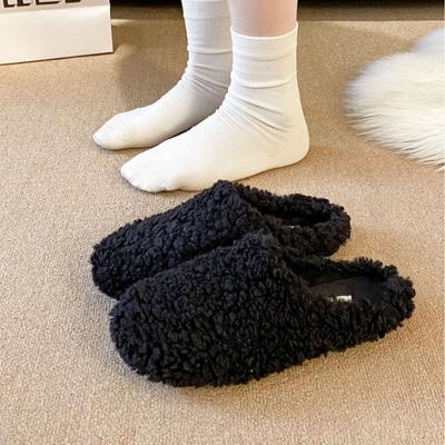 Тапочки Мао Мао сумка голова полушлепки 2025 осень и зима новые плоская подошва верхняя одежда внутренний бархат теплые плоская подошва хлопковые тапочки