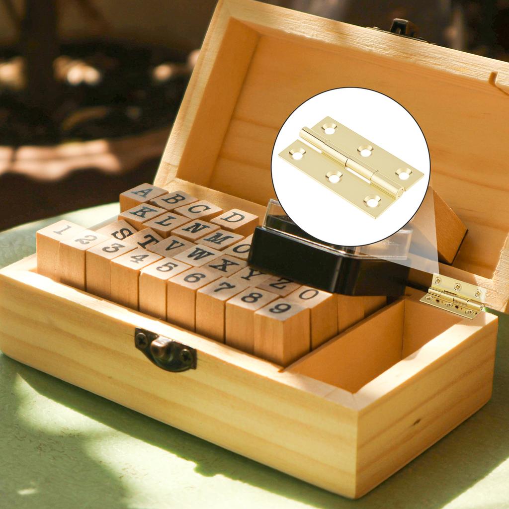 1.5 Inch Solid Brass Mini Butt Hinges, 8 Pcs with 48 Screws for Jewelry Box / Small Cabinet / Wooden Craft Hardware