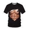 Summer Round Neck 3D Muscle Print Top Fashionable Casual Short Sleeved Men's T-shirts