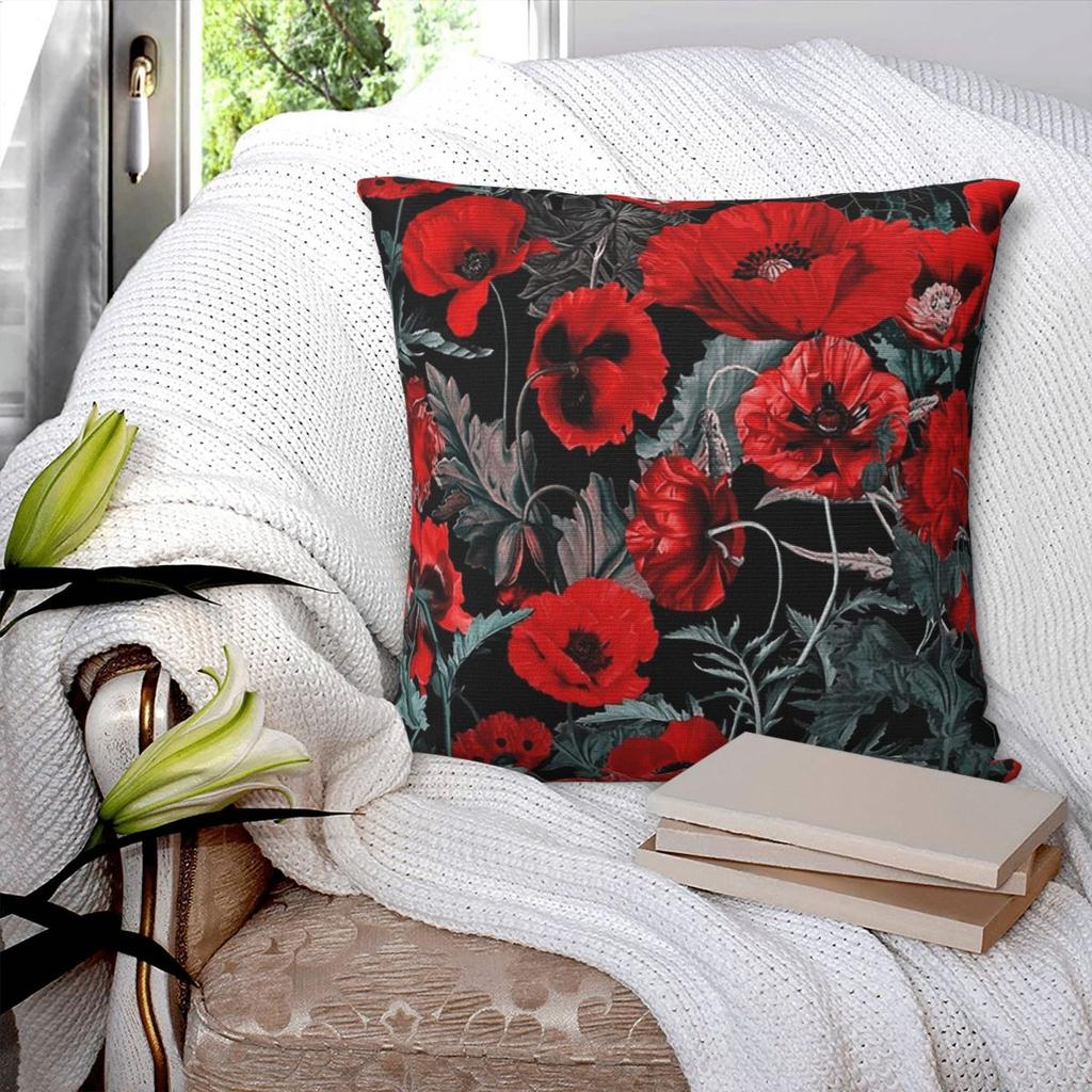 Poppy Gard Square Pillowcase Pillow Cover Polyester Cushion Decor Comfort Throw Pillow for Home Bedroom