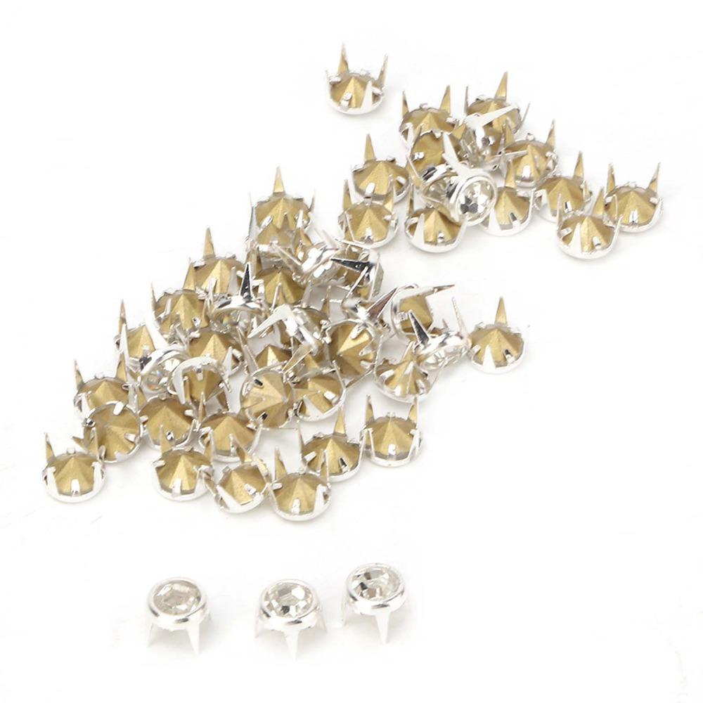100pcs 7mm Size Decorative Rivets Studs Pointed Bottom Rhinestone Stud Refills For DIY Repair