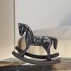 Wooden Rocking Horse Figurine Animal Sculpture Art Crafts Wood Decorative Statue Desktop Ornament