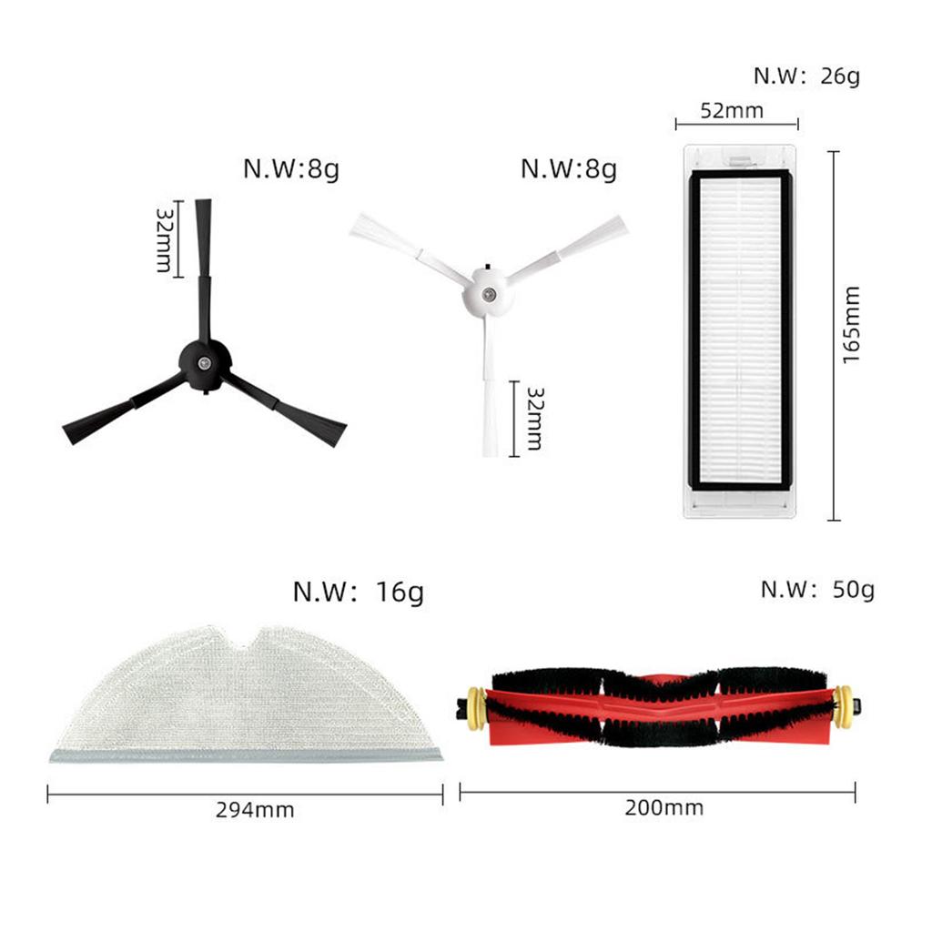 Robot Vacuum Cleaner Accessories Main Side Brush Mop Hepa Filter System Anti-Allergen Compatible For XiaomiMijia 1S T6T7