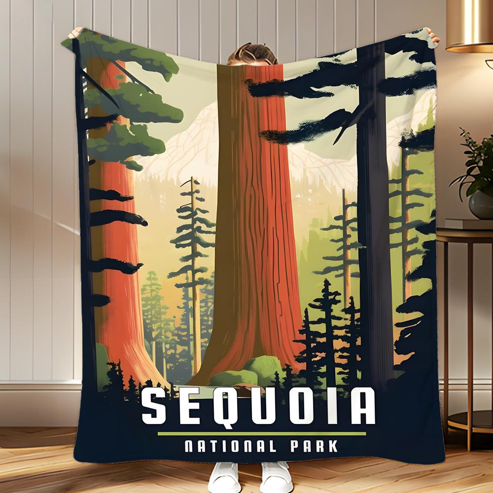 scenic spot Sequoia National Park Throw Soft Coral Fleece Blanket 310gsm Fluffy Warm Throw for Sofa Bed Couch Bedroom Decor