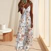 Women's Floral Cami Maxi Dress Spaghetti Strap V Neck Long Dress Casual Sleeveless A-Line Evening Dress Summer Beach Sundress