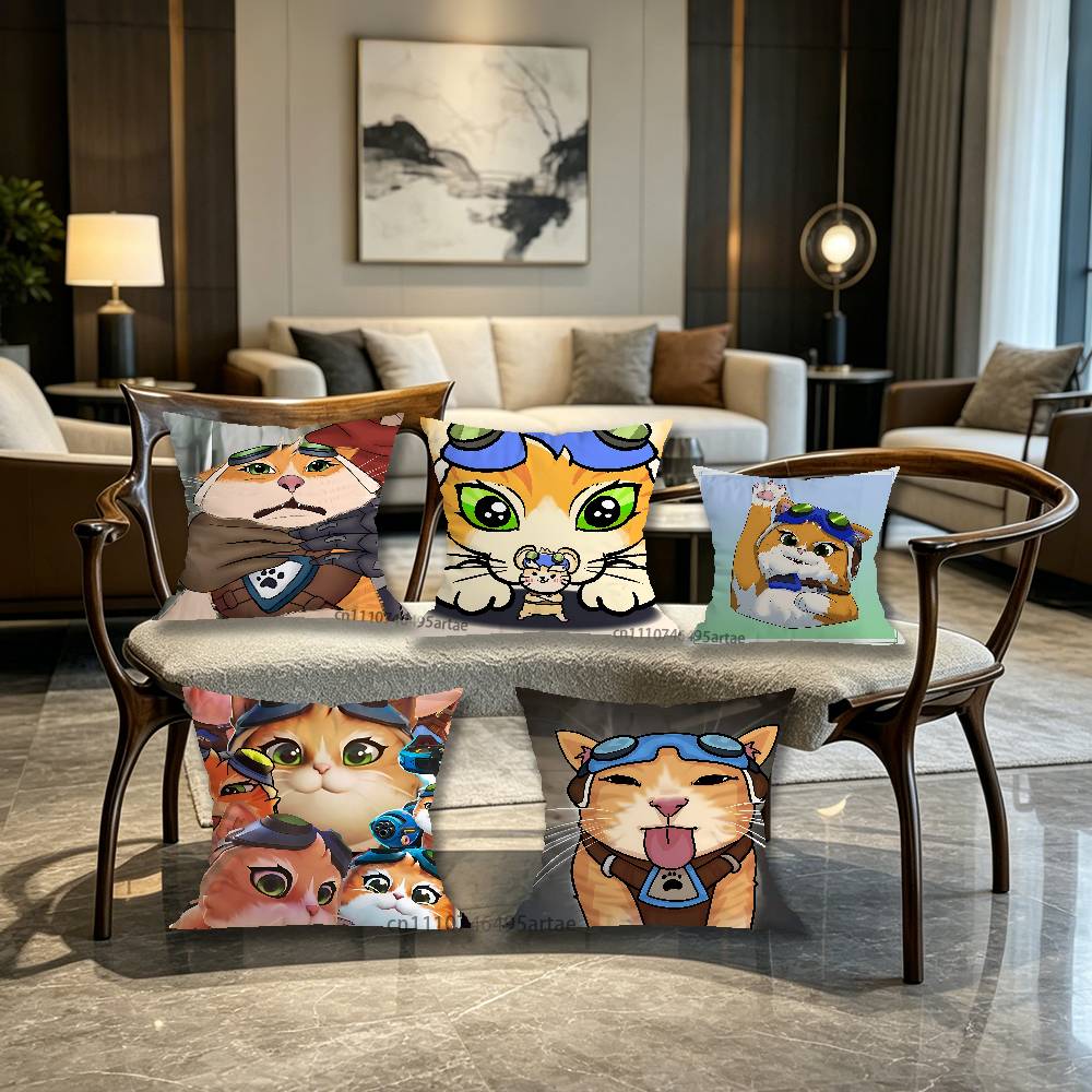 OOverwatch JetpackS cat Pillow Case For Home Bedroom Car Office Decoration Living Room Sofa Cushion Cover Suitable