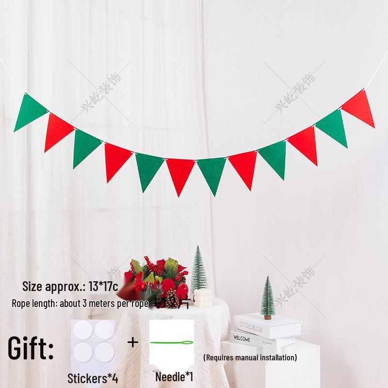 Yellow-Green Felt Pennant Bunting for Kids' Birthday or Kindergarten Decor