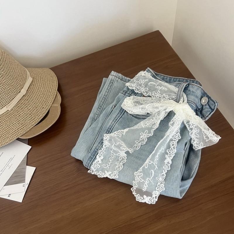 Unique Y2K Long Lace Waistband Floral Bow Lace Waist Belt Tie Up Thin Dress Jeans Belt Lace Scarf Hair Band Hair Accessories