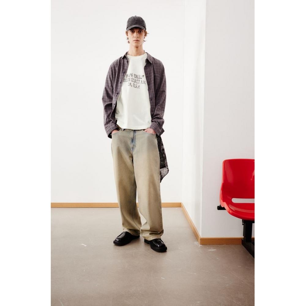 Футболка с принтом HM свободного покроя, кремовая, Долина Напа