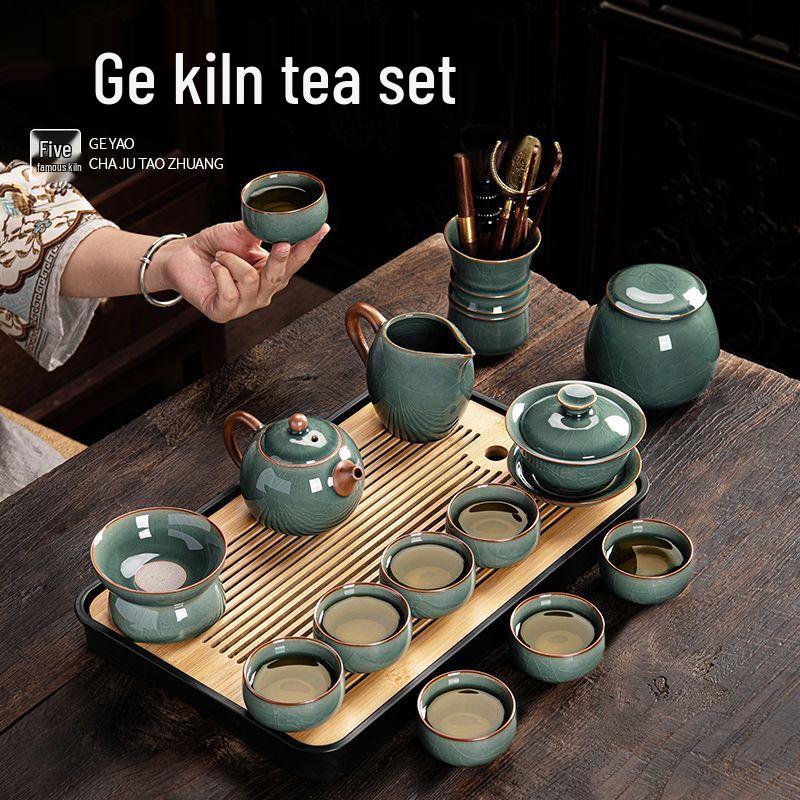 Jiakangming Ge Kiln Light Luxury Gongfu Tea Set