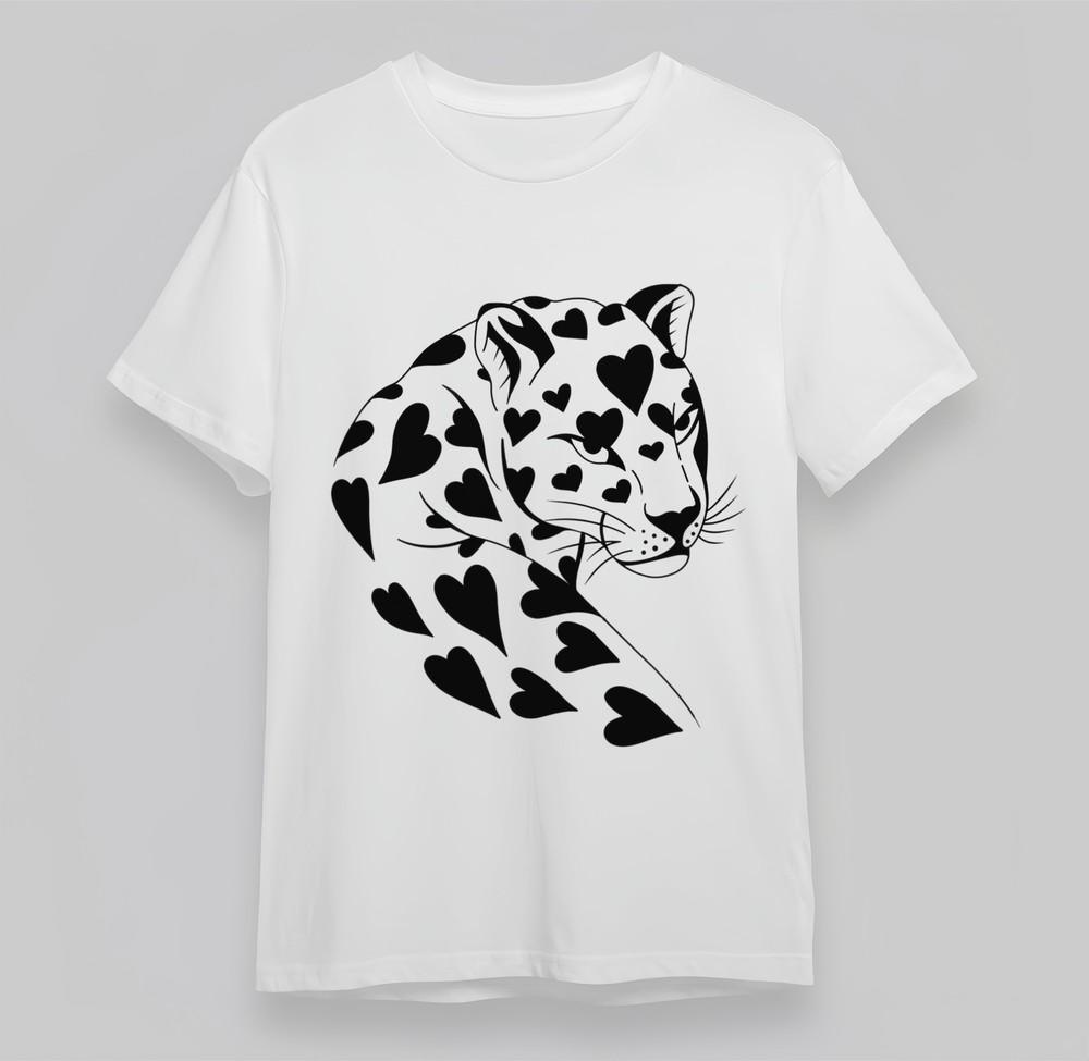 Women's Geometric Heart Leopard Tee Bold Contrast 100% Cotton Plus Size Tops USA