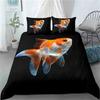 Goldfish Duvet Cover King/Queen Size Golden Red 3D Animal Bedding Set for Kid Teen Adult,Fish Themed Quilt Cover with Pillowcase