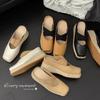 Корейская версия полушлепанцев баотоу женские 2025 новые летние квадратный носок балетные с перекрестными ремешками средний каблук толстый каблук уличные сандалии