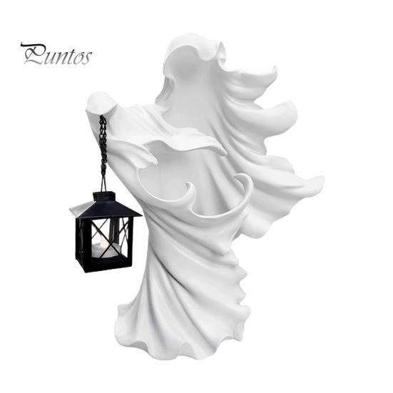 Статуэтка посланника ада на Хэллоуин с фонарем, черно-белая ведьма, призрачный свет, смоляная статуэтка, скульптура, украшение для внутреннего и наружного сада, орнамент