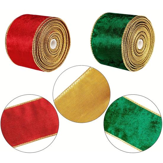 Christmas Ribbon Solid Color Polyester Craft Ribbon for Gift Wrapping Bows 5-Yard Holiday Decor DIY Projects Supplies