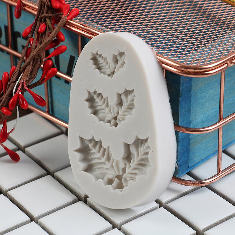 Силиконовая форма для торта, Рождественская Холли, помадка, шоколадное печенье, формы для конфет, инструменты