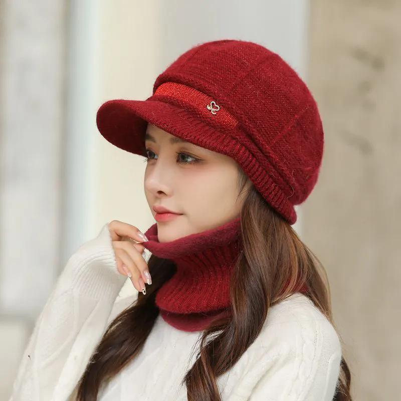 WTEMPO Женская однотонная теплая зимняя шапка с шарфом, мамина, для улицы, для велоспорта, холодостойкая, ветрозащитная, эластичная вязаная шапка