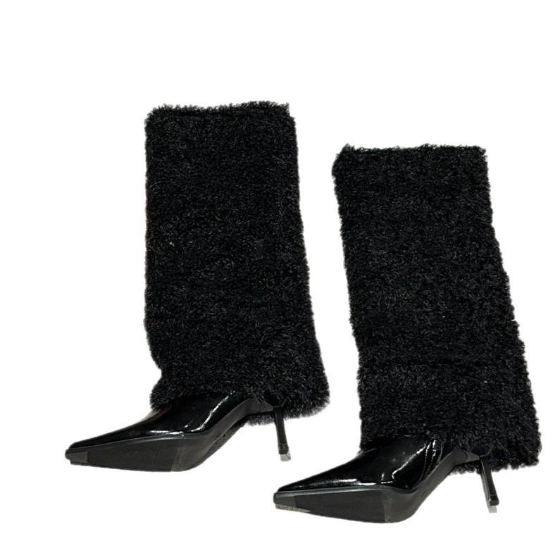 Французский стиль знаменитостей волосы ботинки дети 2025 осень и зима новый острый носок тонкий каблук высокий каблук женские высокие сапоги