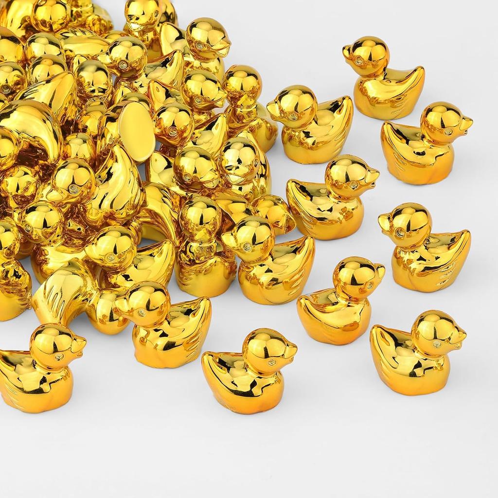 10/20Pcs Mini Golden Duck Figurines Gold Animal Decor For Birthday Party Favor Fairy Garden Gift