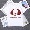 Halloween Horror Clowns Aren'T Funny Print T Shirt Women Graphic Tees Women Short Sleeve T-Shirt Vintage High Quality Clown Tops