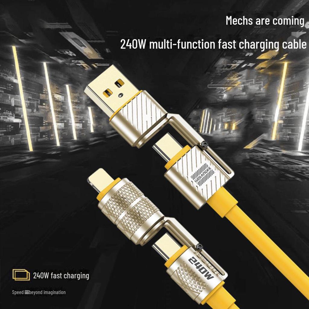 Кабель быстрой зарядки PD 4-в-1 240 Вт для Apple/Huawei, двойной Type-C