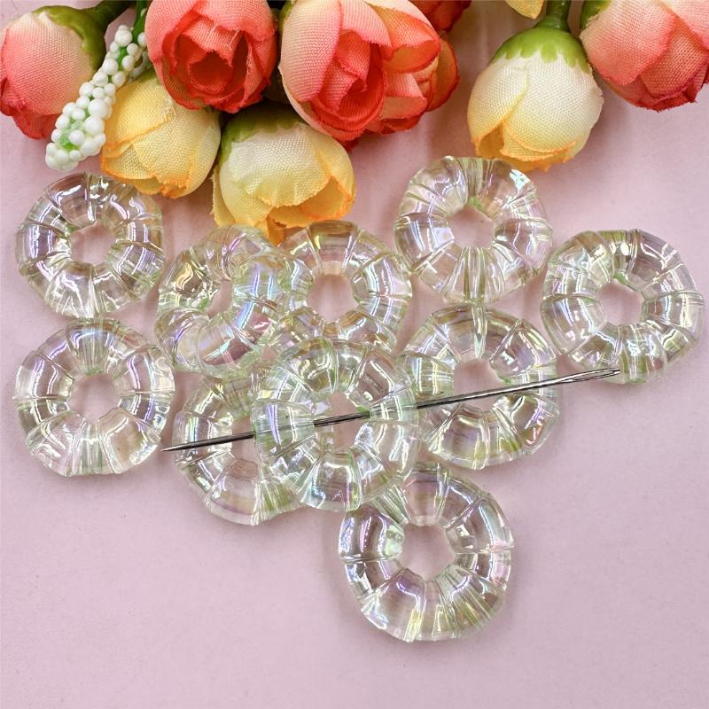 Home Party Supplies 24.2mm Fashion DIY Jewelry Material Acrylic Large Aperture Bracelet Necklace Accessories 10Pcs High Transparency Donuts Beads