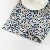 English Newspaper Plaid Porcelain Placemat: Blue & White, Heat-Resistant, Thickened Cotton & Linen