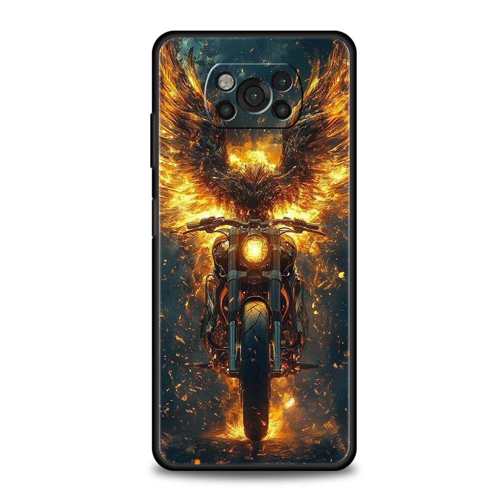 Motorcycle Phone Case for Xiaomi Poco F7 F6 F5 F4 F3 X6 X5 X4 X3 NFC F7 Ultra M4 C51 C55 GT 5G Soft TPU Cover Fundas Capas Coque
