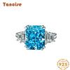 Ювелирные украшения из стерлингового серебра S925, женское кольцо 5А с цирконом морского синего цвета, персонализированный модный браслет