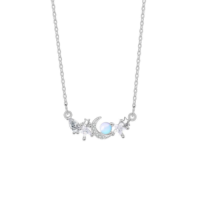 Korean Version of Temperament Symphony Star Moon Necklace Jewelry Women's Light Luxury Niche Star Zircon Stainless Steel Clavicle Chain