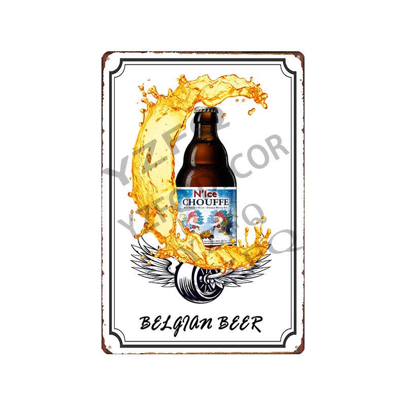 30x20 см Жестяная вывеска с пивом Hoegaarden Orval Chouffe - Винтажная металлическая табличка, Идеально подходит для Декора Стены Бара/Паба/Кухни/Дома/Кофейни, Постер