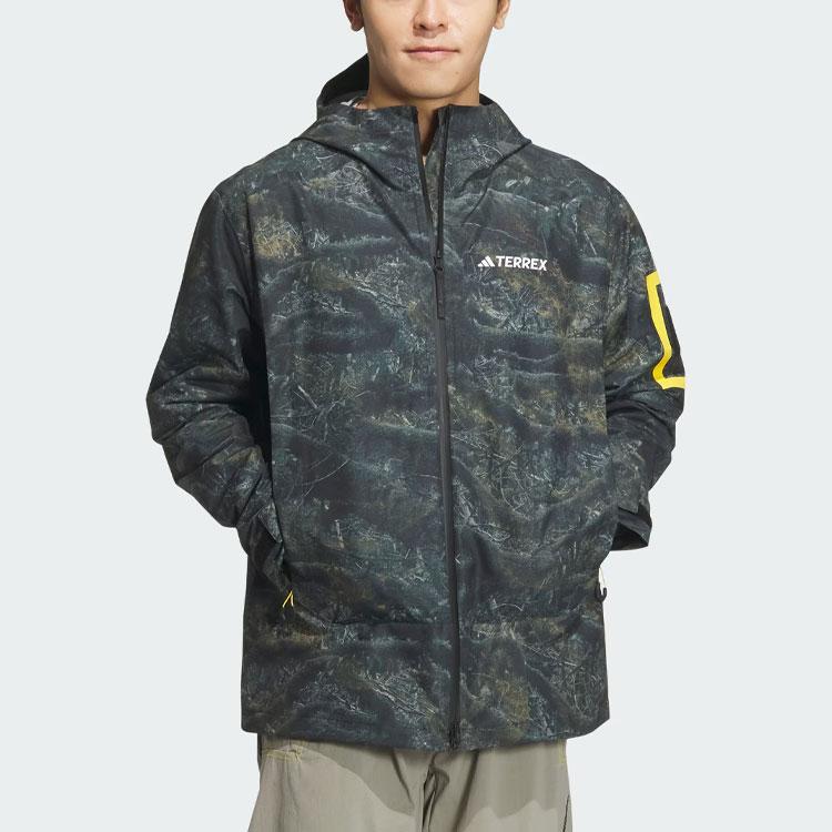 Adidas X National Geographic Allover Print Rain.Rdy Tie-Dye Уличный плащ Мужская верхняя одежда Серебристо-серый IS9511