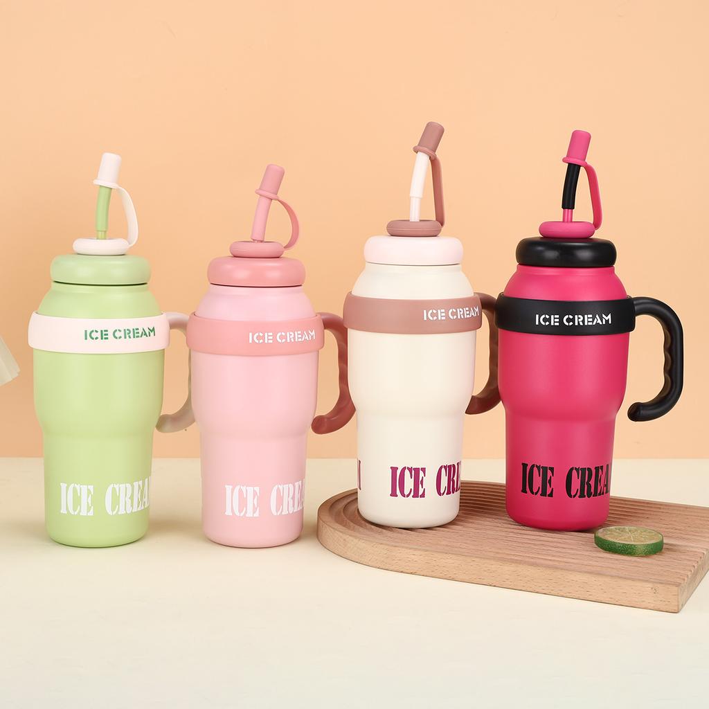 Stainless Steel Big MAC Handle Ice Bulba Cup High Appearance Level Tea Separation Thermos Cup Portable Car Handy Cup