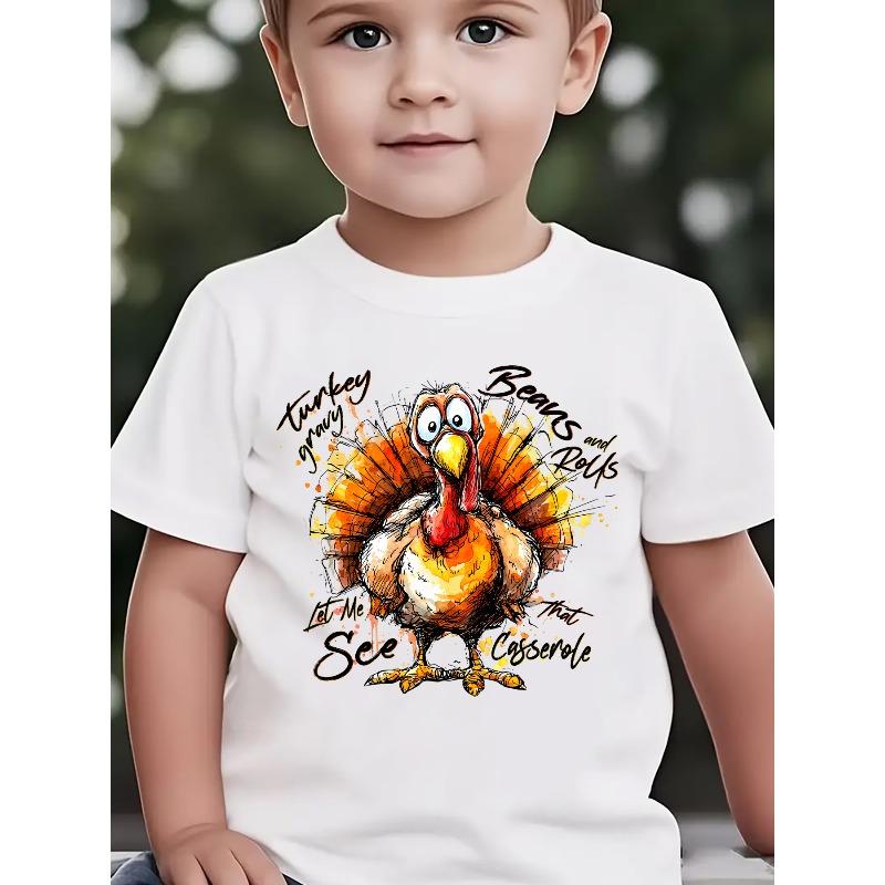 European sizes Boys' Summer Short Sleeve T-Shirt with Funny Print & Catchphrases ("That Casserole") - Casual Round Neck Tee Suitable for Outdoor Play