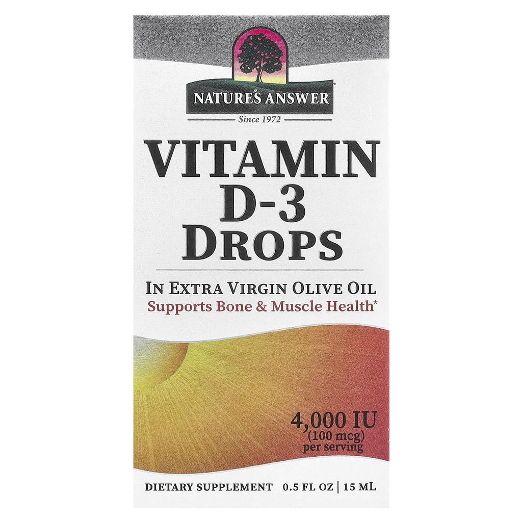 Nature's Answer Vitamin D-3 Drops, 100Mcg(4,000Iu), 15Ml(0.5Fl Oz)