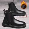 Men's Boots Genuine Leather Chelsea Boot Fashion Motorcycle Ankle Boot Platform Boots for Men Plush Warm Winter Botas Hombre2024