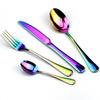 4Pcs Promotion Dinnerware Set Stainless Steel Colorful Rainbow Gold Knife Fork Teaspoon Dishwasher Safe Silverware Set Cutlery