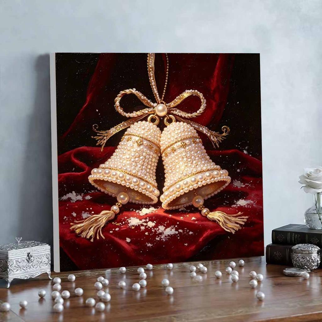 DIY Мини-набор для рисования жемчугом в рамке, бусины, рождественские колокольчики, холст, декор для дома, картина