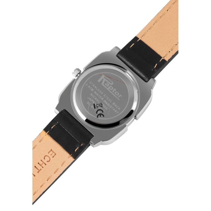 Montre-bracelet femme - RAPTOR - Ligne Signature - cadran rouge - bracelet cuir 16 mm - étanchéité 3 ATM